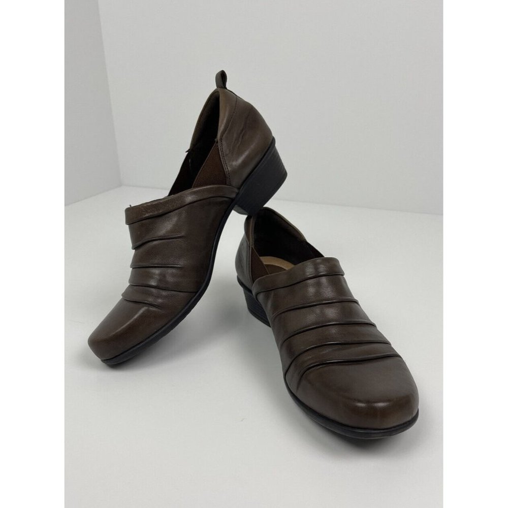 Womens Earth Shoes Brown Leather Casual  Clogs‎ Size 11